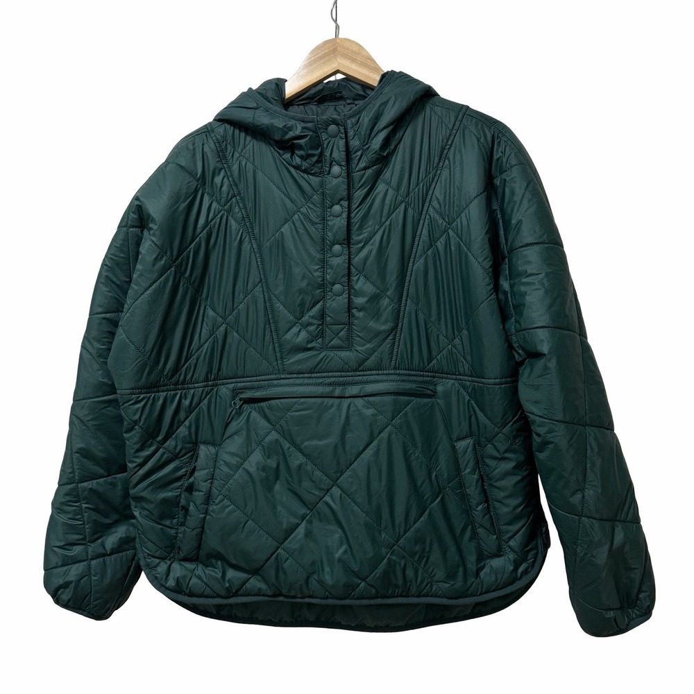 American Eagle Outfitters Womens Quilted Popover Boxy Puffer Jacket Size M Green